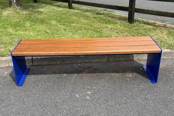 Hc2041b Bench Timber Seat And Powder Coated Blue Frame